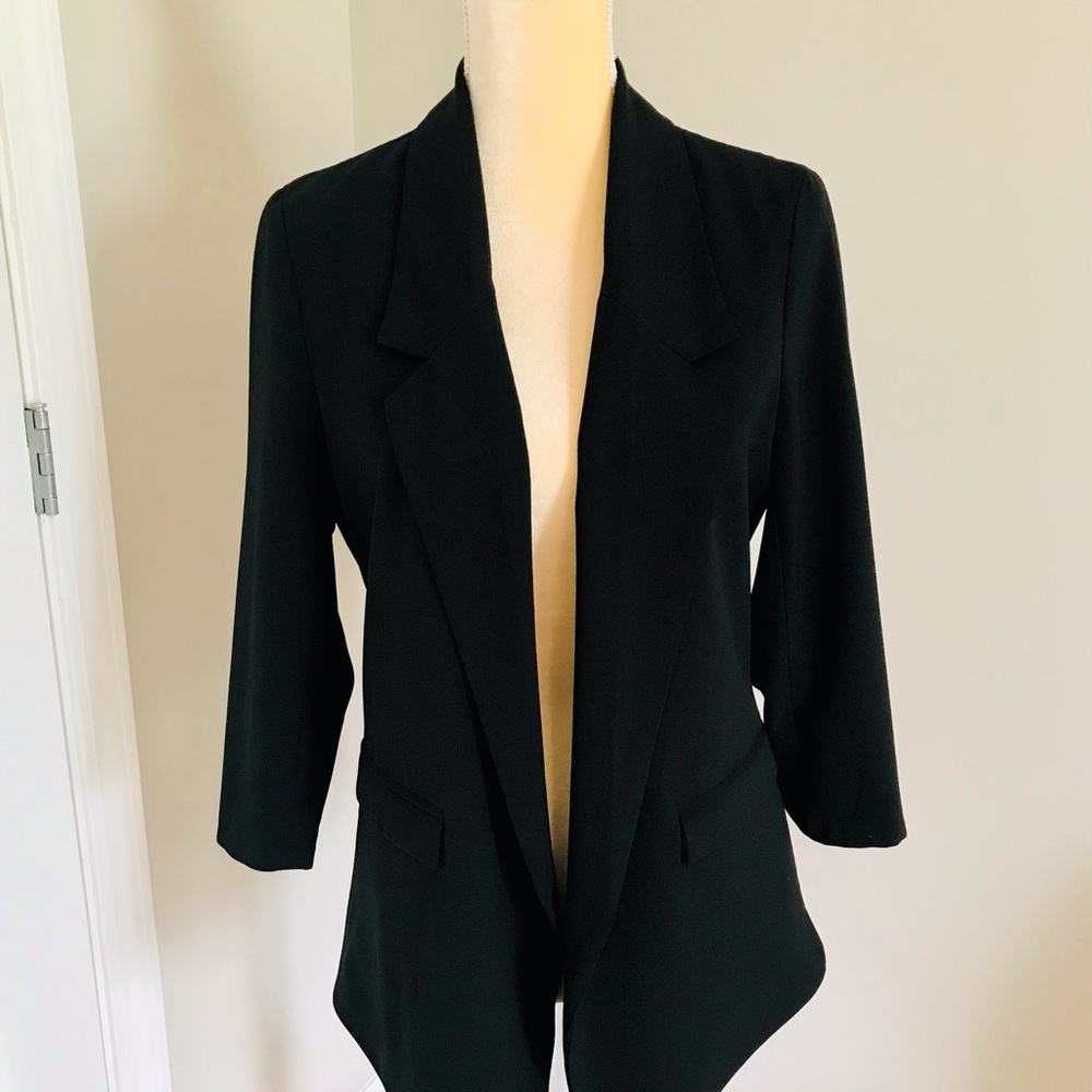 Gently Worn NY & Company Tuxedo Style Open Front Jacket/Blazer Black Size M - Picture 1 of 9